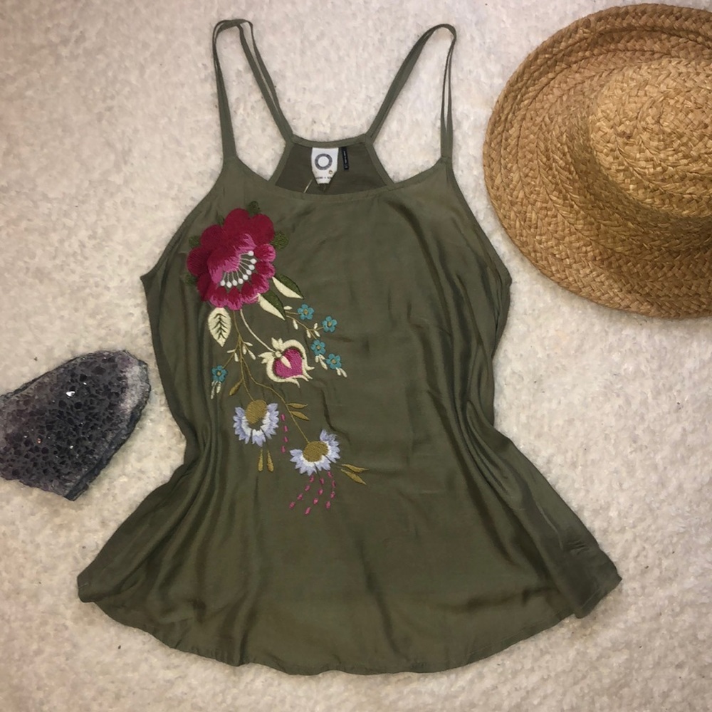 Anthropologie Embroidered Tank Blouse